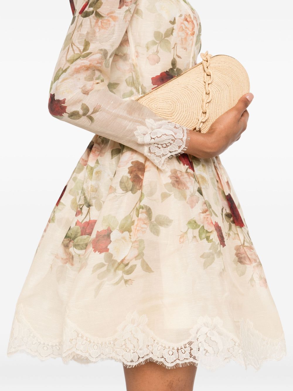 ZIMMERMANN Elegant Long-Sleeved Mini Dress with Lace Details - Size 0