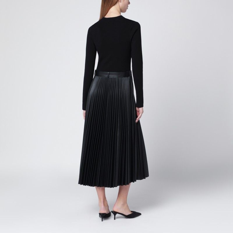 JONATHAN SIMKHAI Pleated Midi Dress with Adjustable Belt and Long Sleeves
