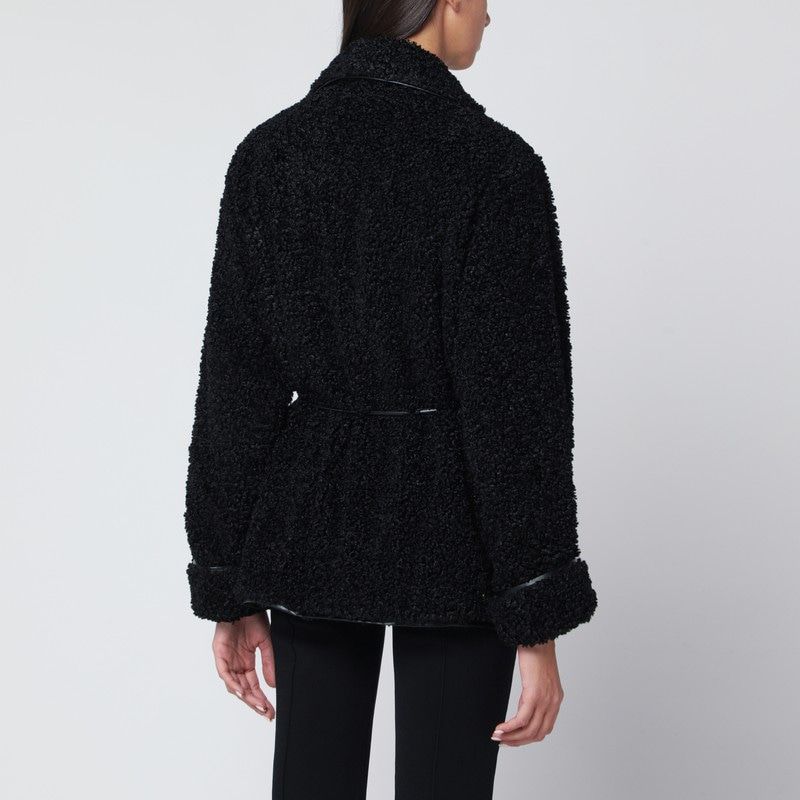 JONATHAN SIMKHAI Kimia Jacket in Sherpa with Waist Tie and Faux Leather Details