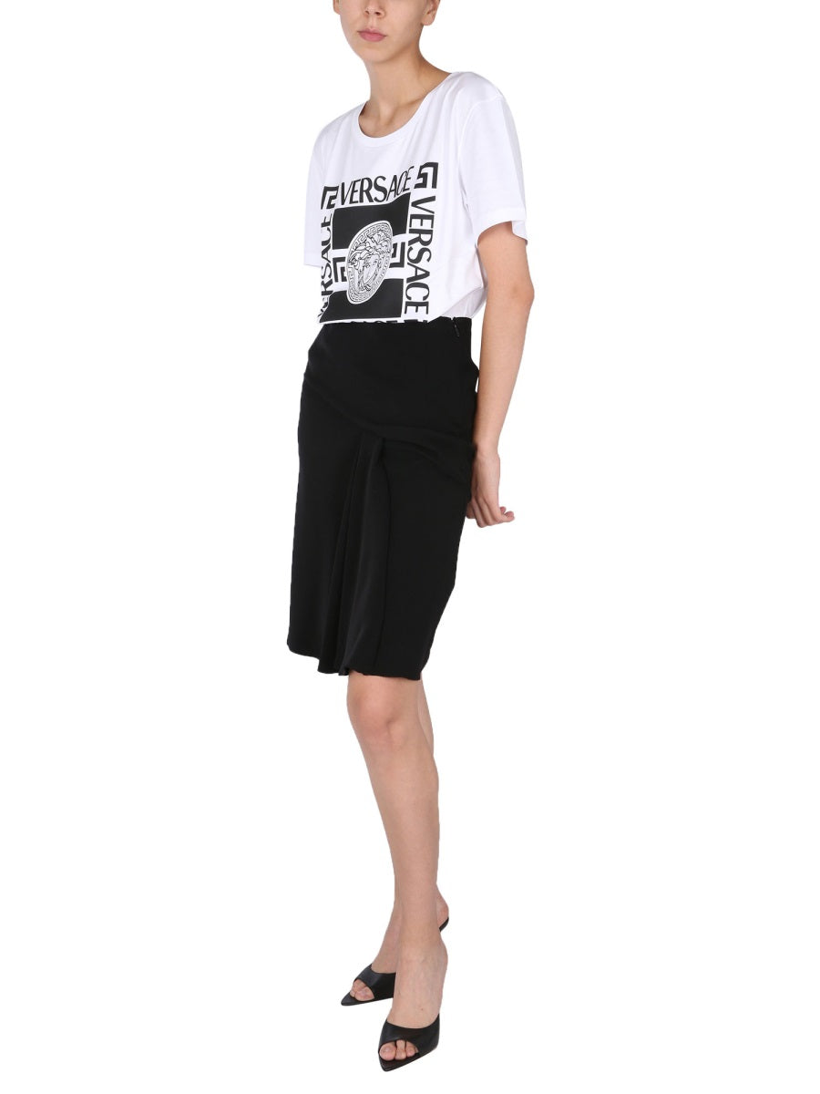 VERSACE Elegant MIDI SKIRT with Side Zip Closure