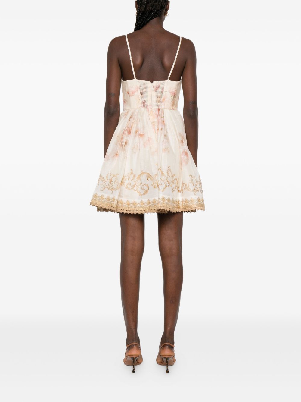 ZIMMERMANN Floral Print Adjustable Straps V-Neck Mini Dress
