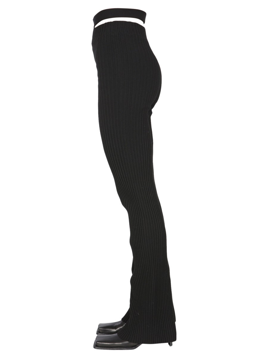 ANDREADAMO Ribbed Trousers with Cut Out Belt