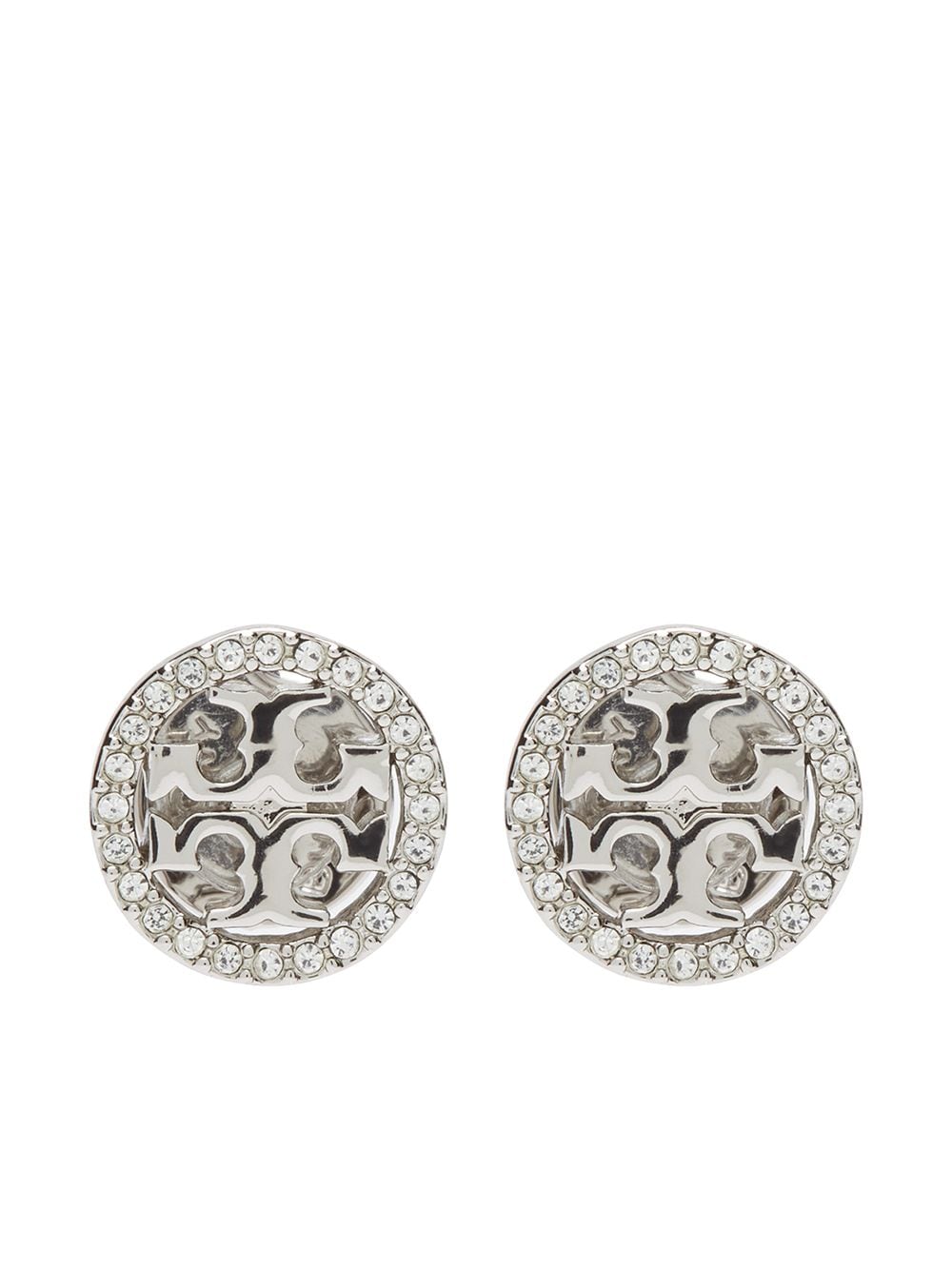 TORY BURCH Elegant Brass and Glass Bijoux Mini Stud Earrings