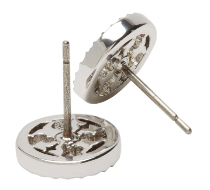 TORY BURCH Elegant Brass and Glass Bijoux Mini Stud Earrings