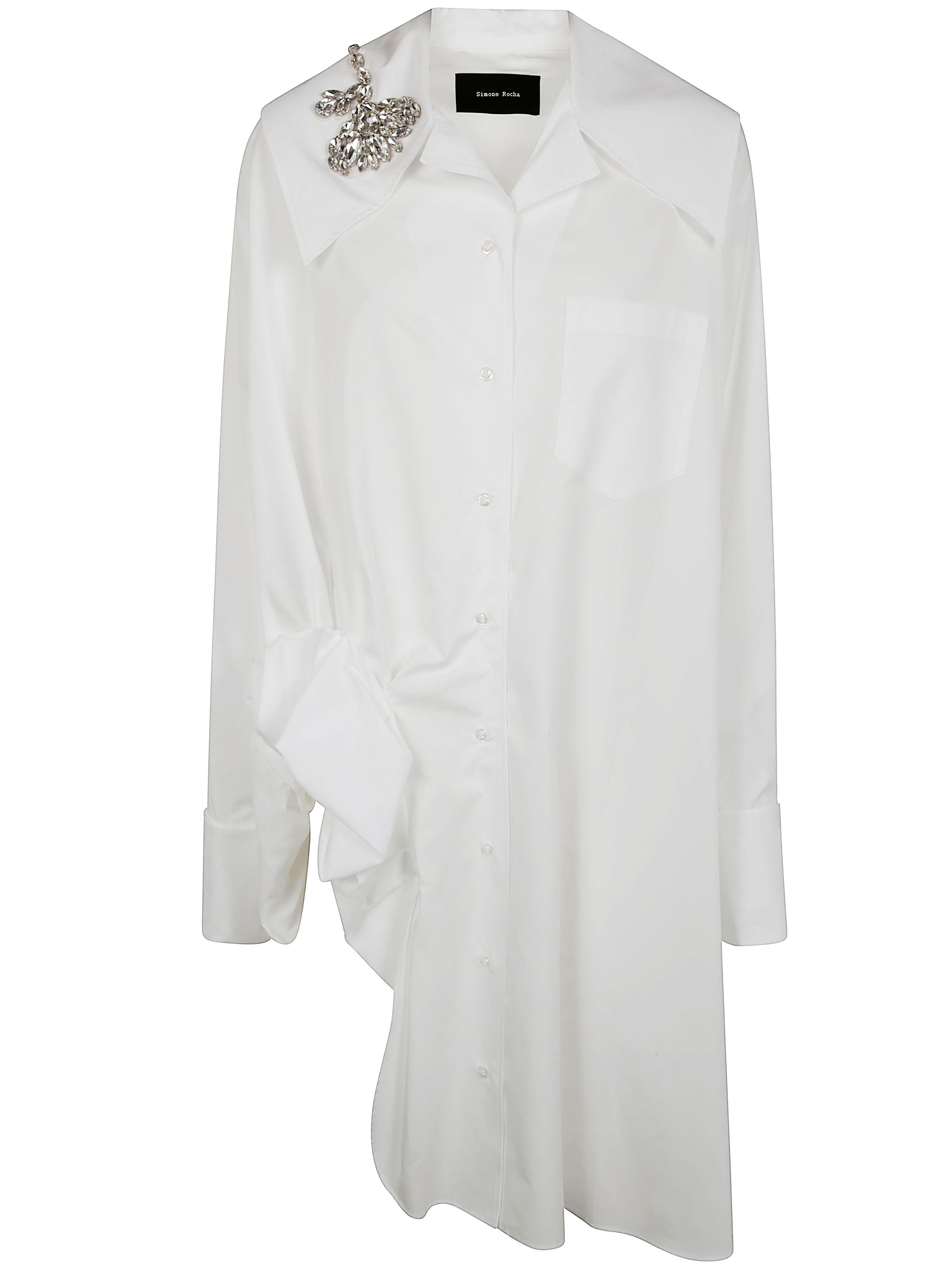 SIMONE ROCHA Oversized Gathered Slit Detail Shirt with Embroidery