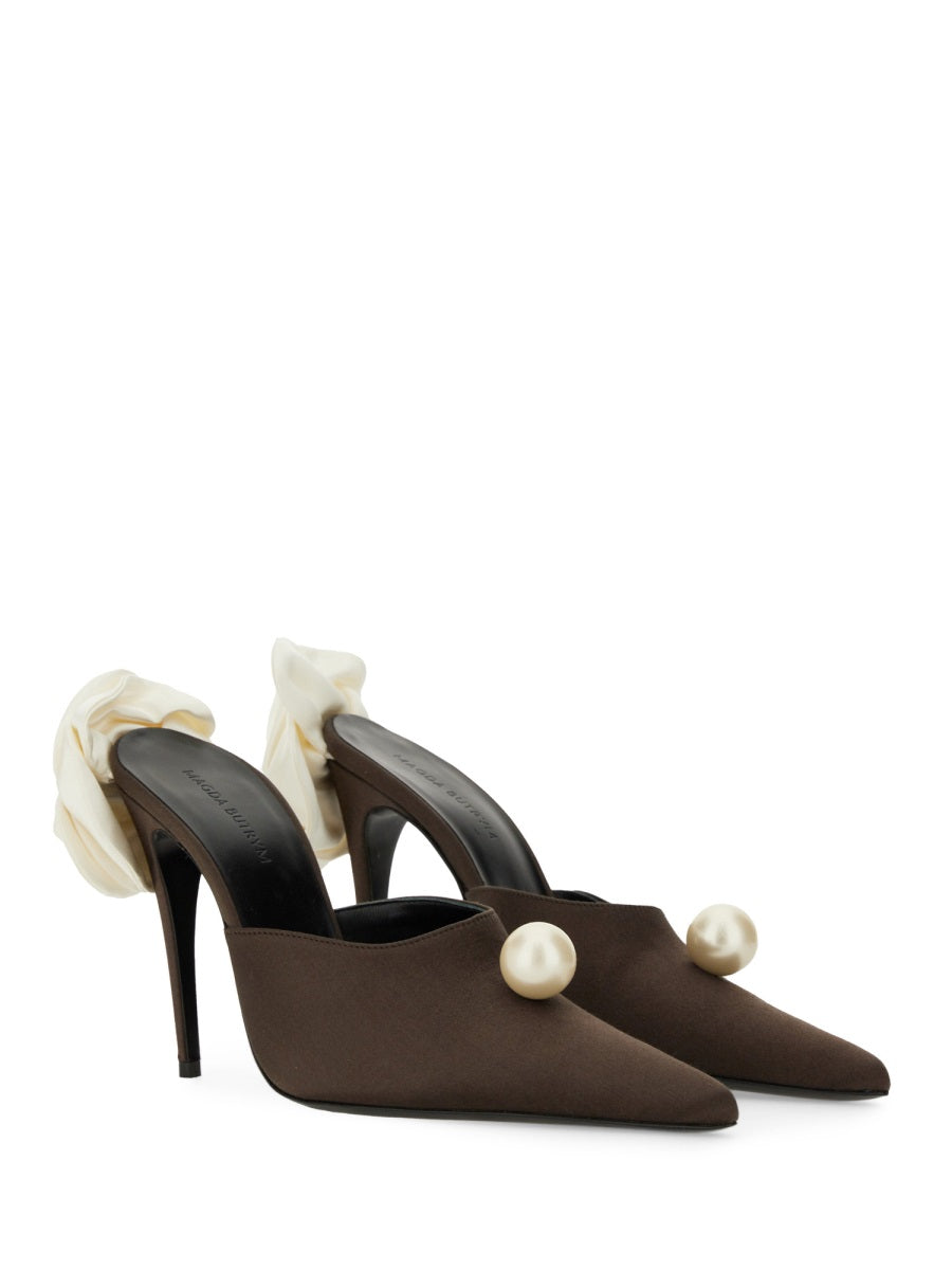 MAGDA BUTRYM Satin Flower Flat Pumps