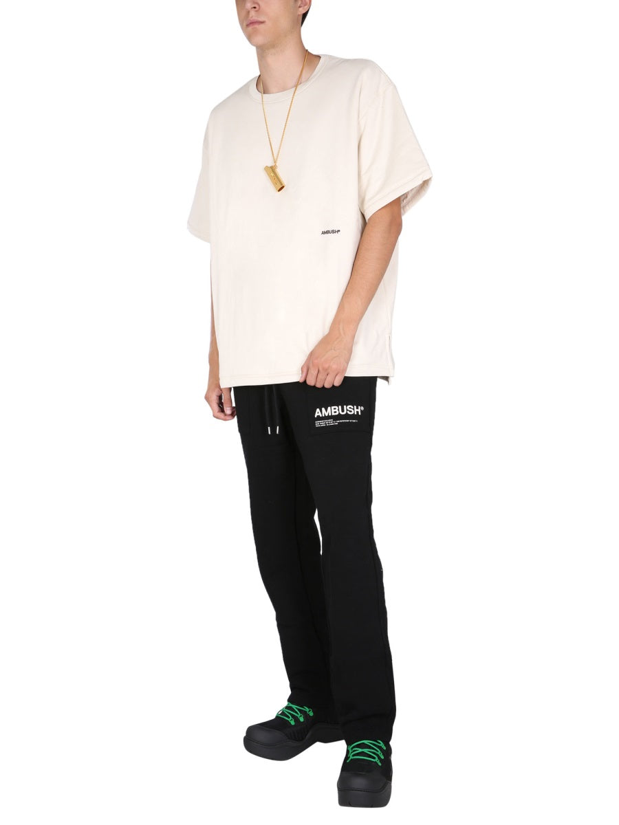 AMBUSH Men's Padded Crew Neck T-Shirt with Embroidered Logo