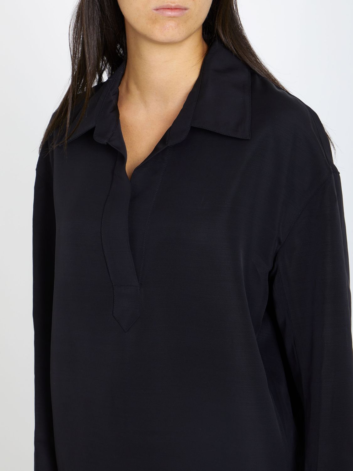 KHAITE Mini Wool Blend Shirt Dress