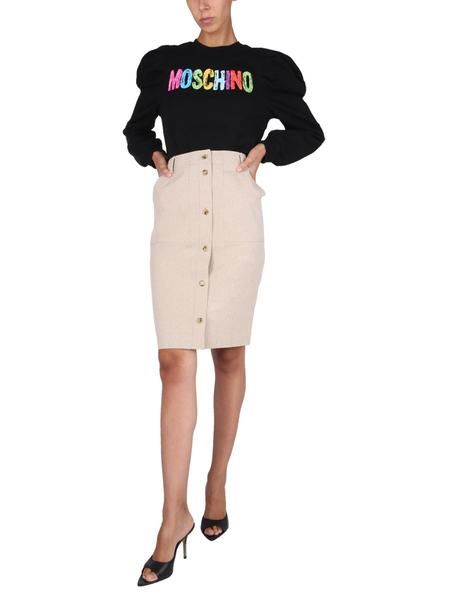 MOSCHINO Chic Safari-Inspired Mini Skirt with Belt