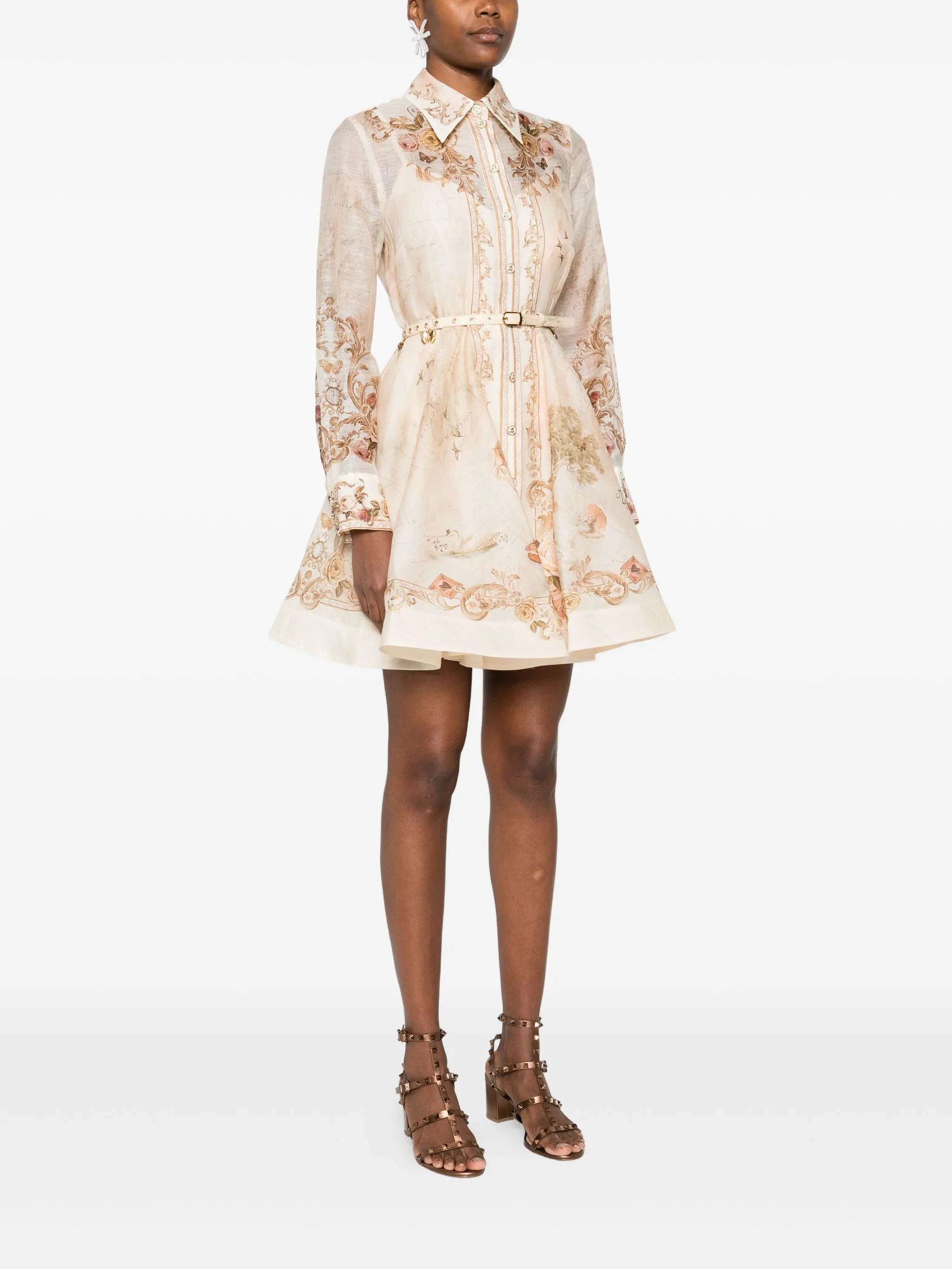 ZIMMERMANN Fitted Button Mini Dress with Removable Belt - Size 0