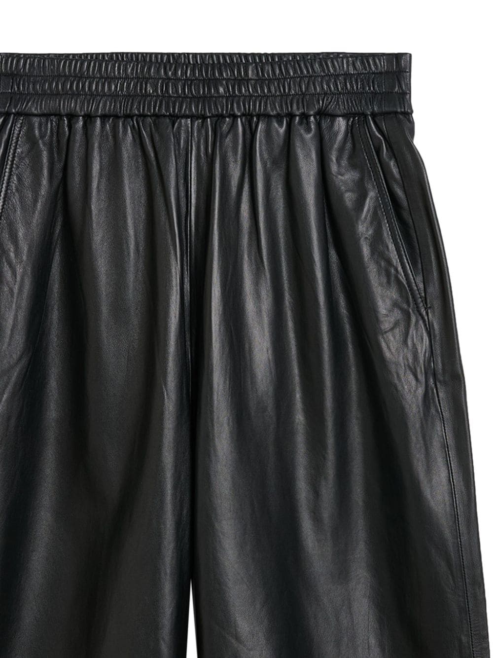 HERSKIND Cropped Leather Trousers with Elastic Waistband