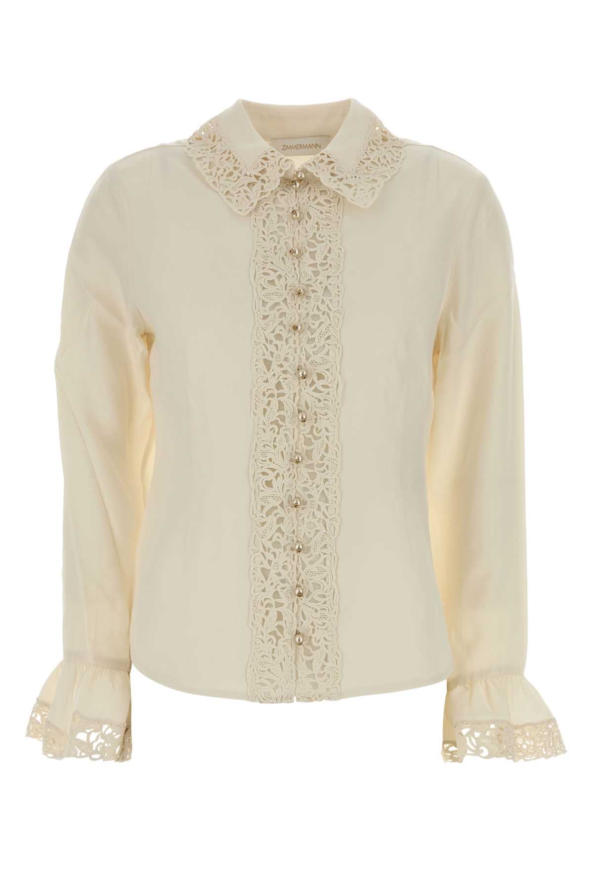 ZIMMERMANN Elegant Silk Blouse with Lace Edges - Slim Fit