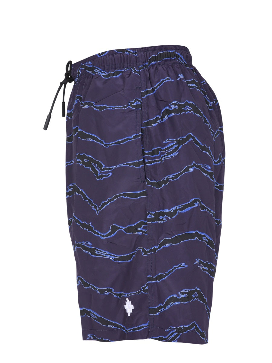 MARCELO BURLON COUNTY OF MILAN Men's Mini Cross Swimsuit with Elastic Waist