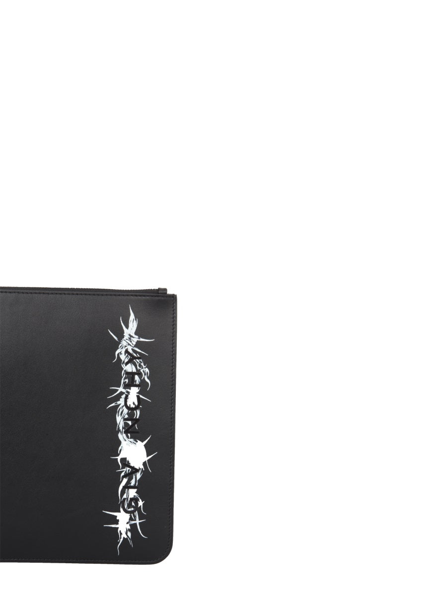 GIVENCHY Leather Pouch Handbag with Front Painted Effect Logo