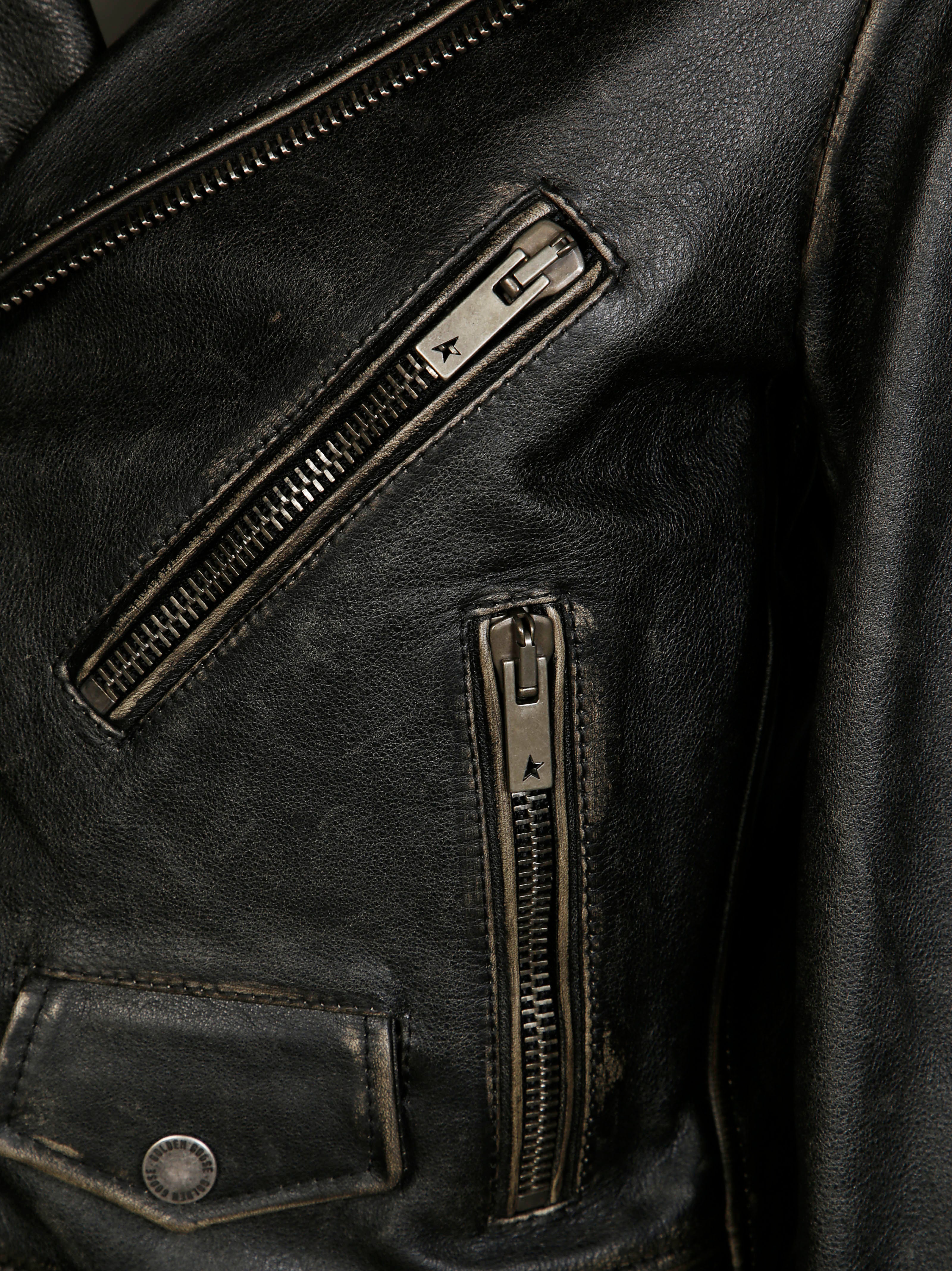 GOLDEN GOOSE Men's Leather Zip-Up Jacket