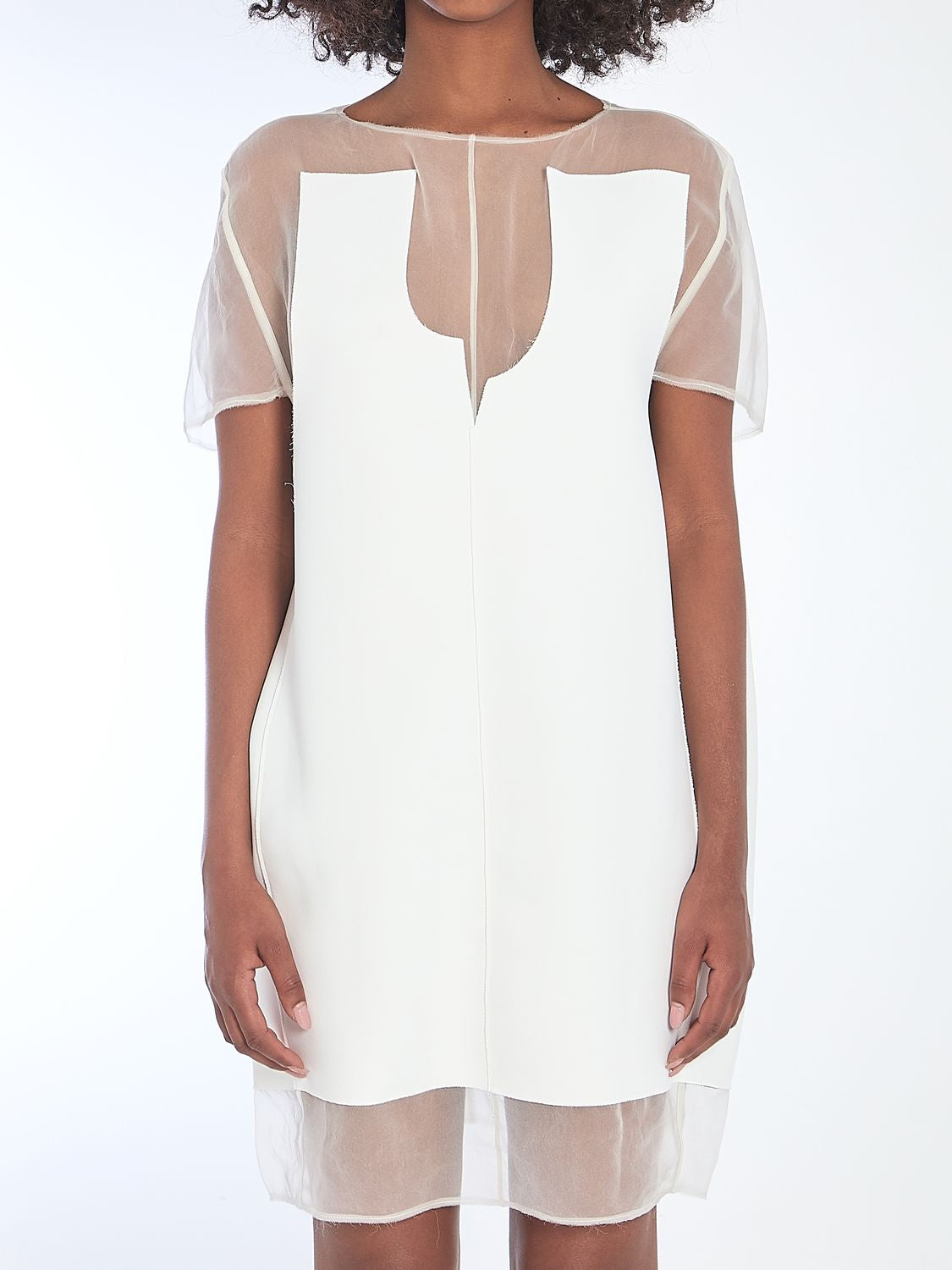 KHAITE Winona Mini Dress with Sheer Hem - Regular Fit