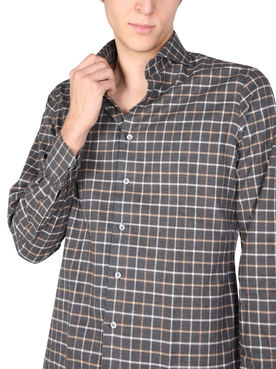 LARDINI Men's French Collar Button-Up Shirt