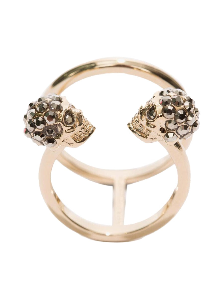 ALEXANDER McQUEEN Twin Skull Double Ring