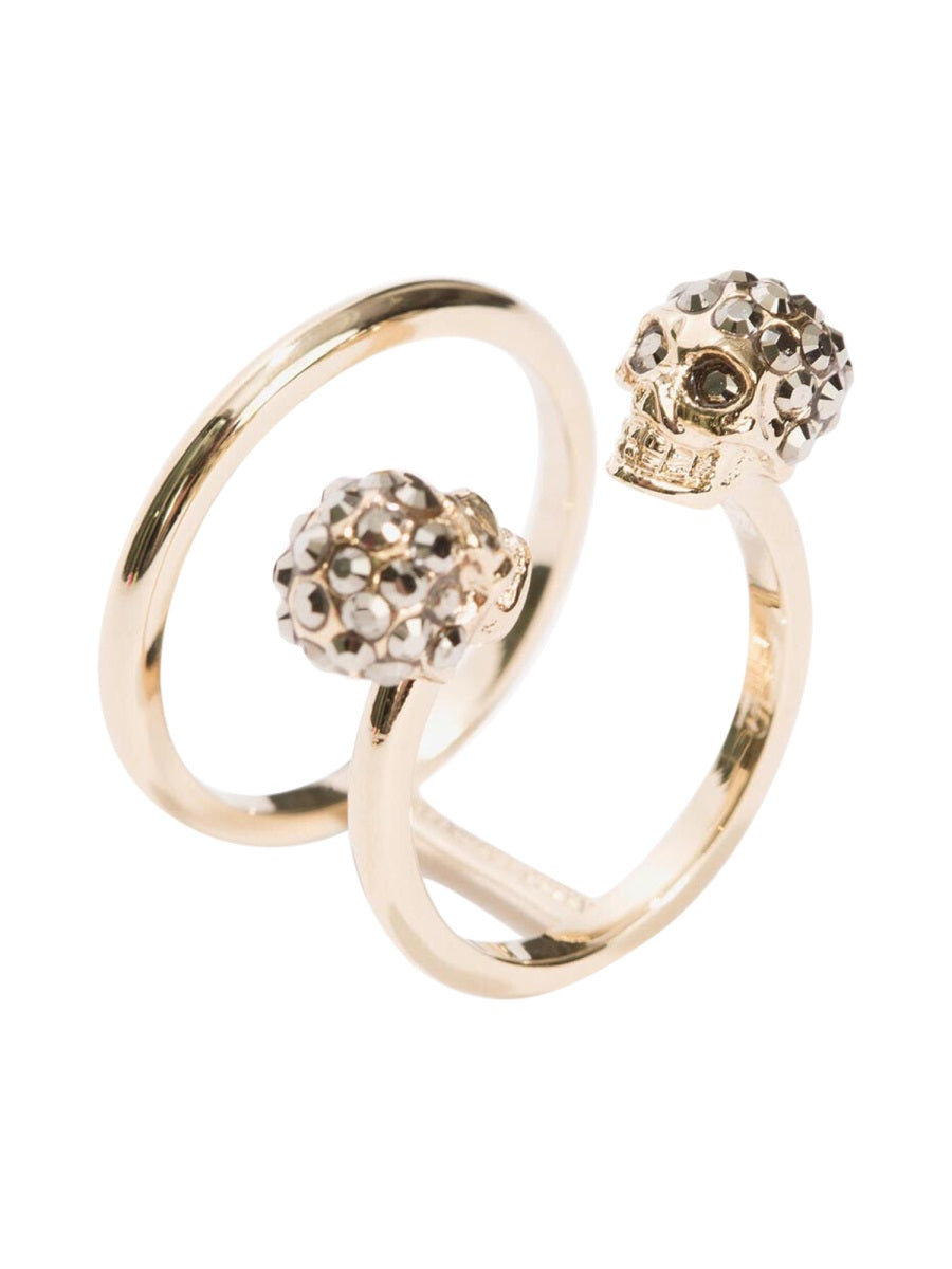 ALEXANDER MCQUEEN Twin Skull Double Ring