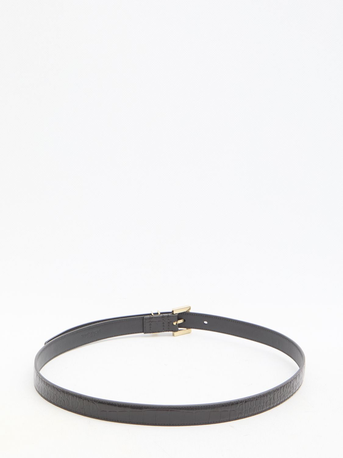 SAINT LAURENT Crocodile-Embossed Thin Belt 2CM