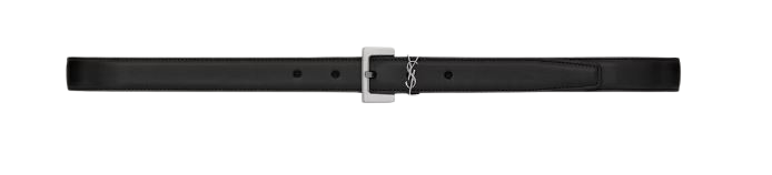 SAINT LAURENT Elegant Leather Belt with Silver Buckle for Women