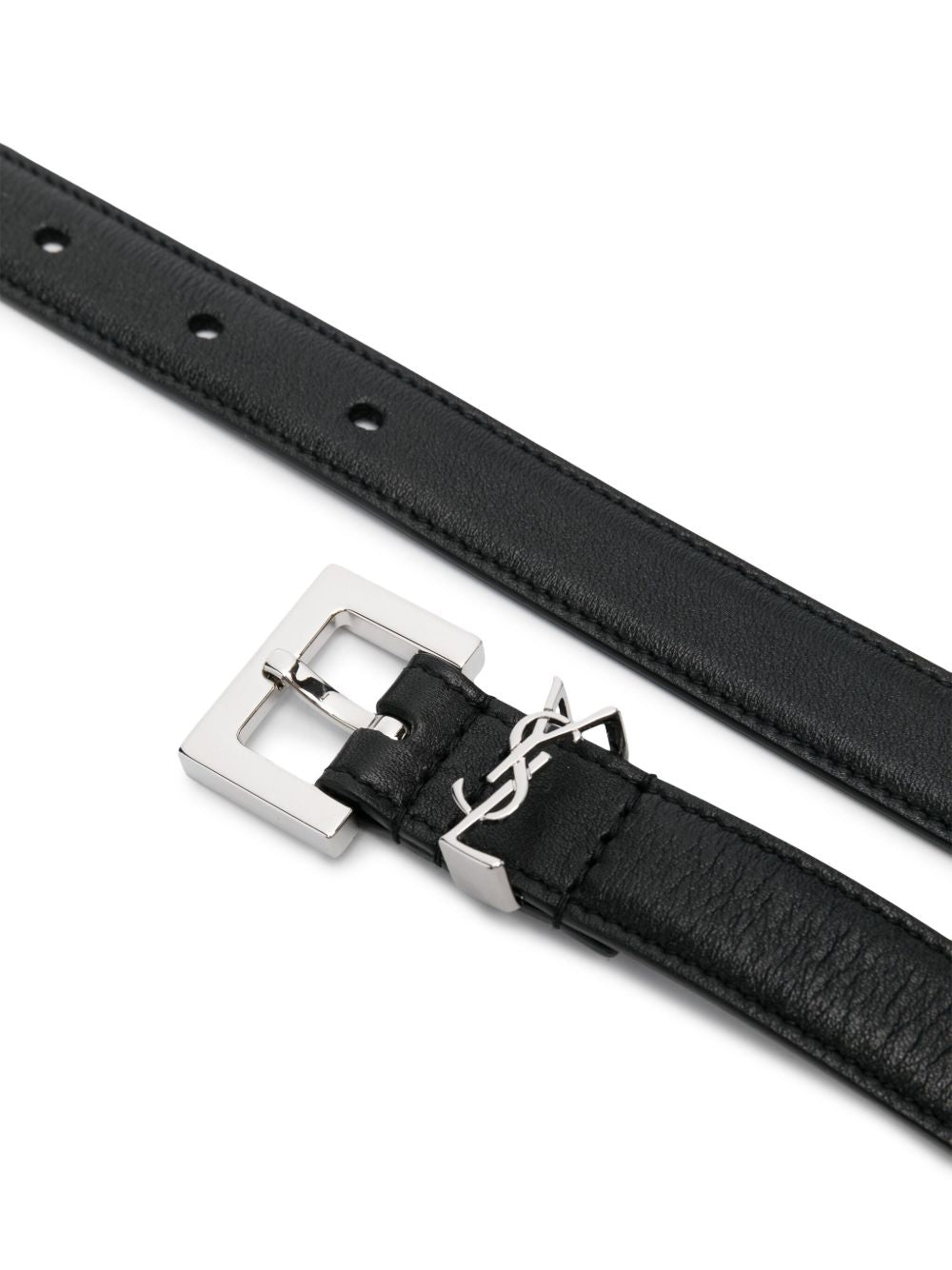 SAINT LAURENT Elegant Leather Belt with Silver Buckle for Women