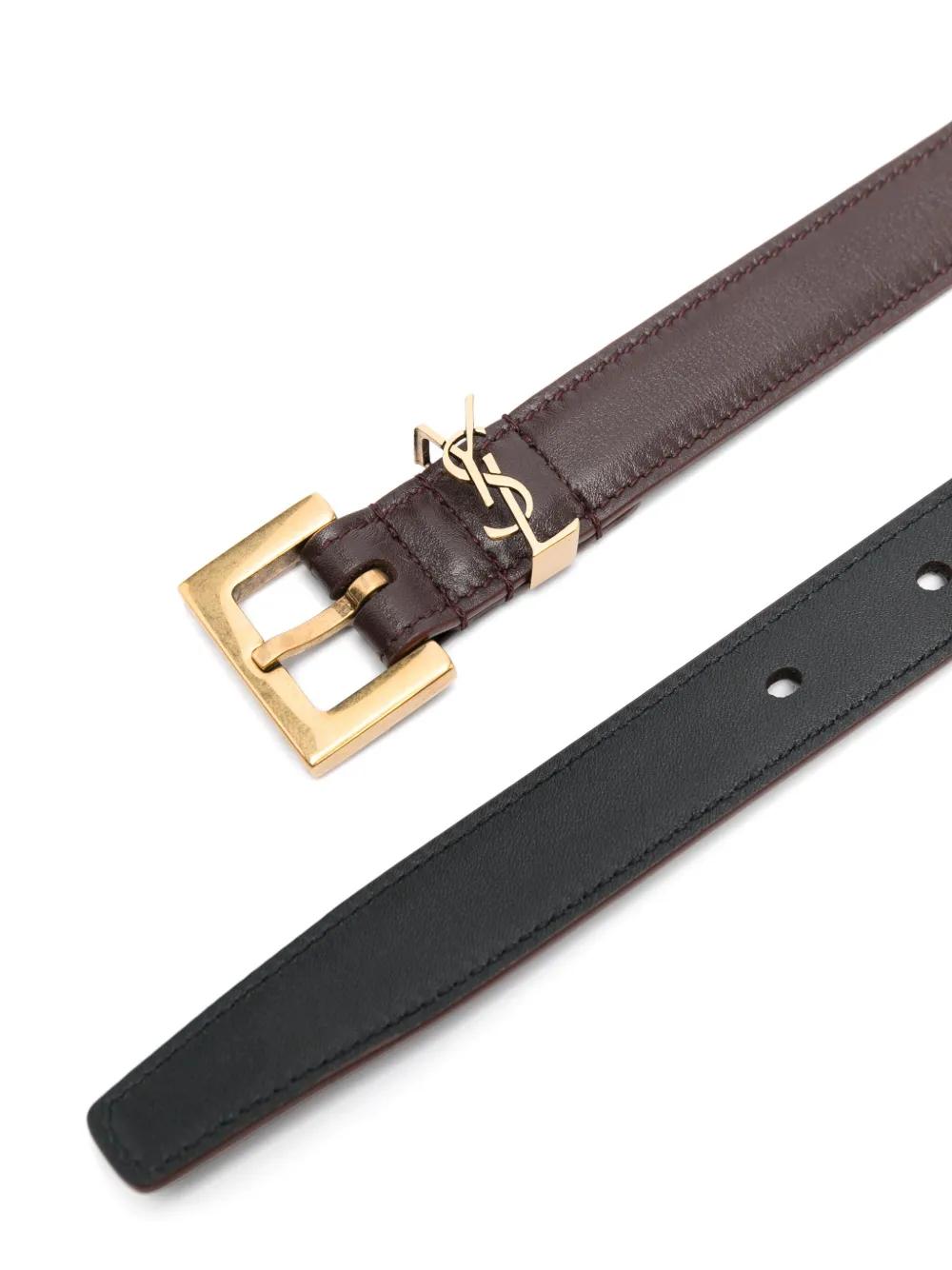 SAINT LAURENT Slim Belt with Square Buckle - 2 cm Width