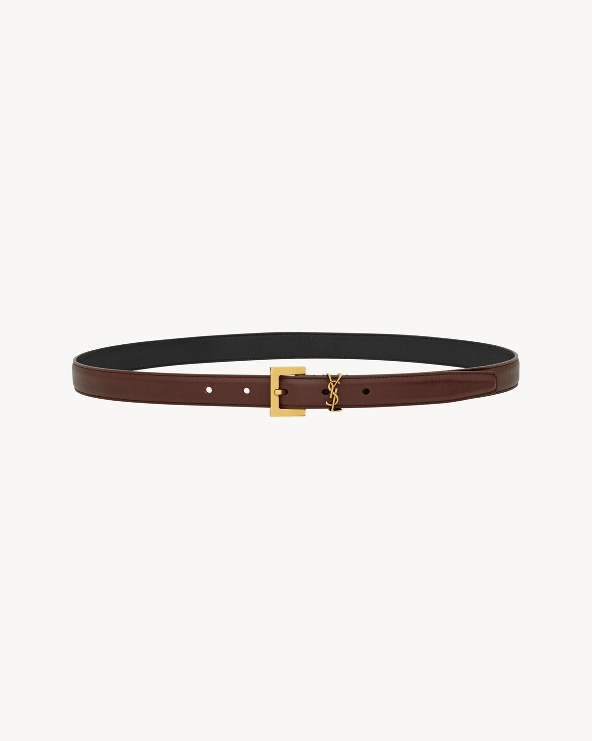 SAINT LAURENT Monogram Leather Belt - Height 2CM
