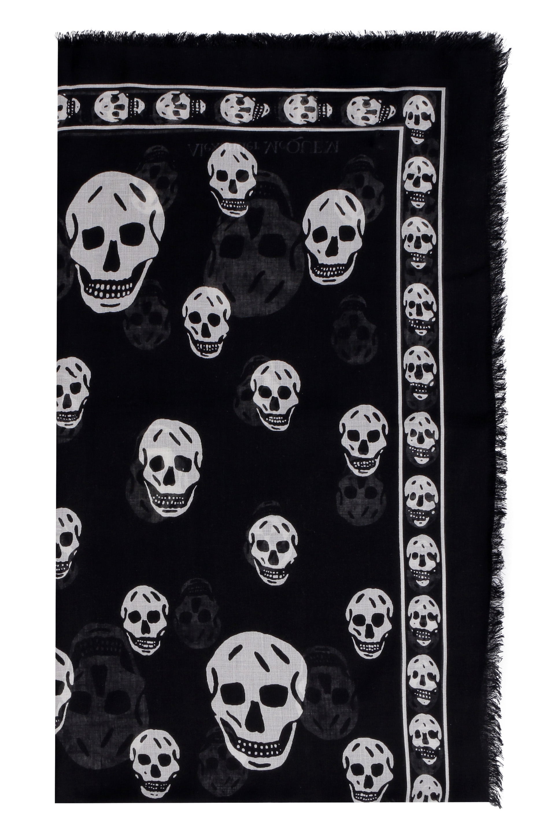 ALEXANDER MCQUEEN Skull Print Scarf with Fringed Edges - 104x120 CM