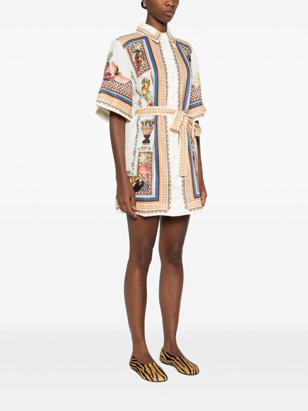 ALEMAIS Straight Mini Shirtdress with Self-Tie Belt - Size 8