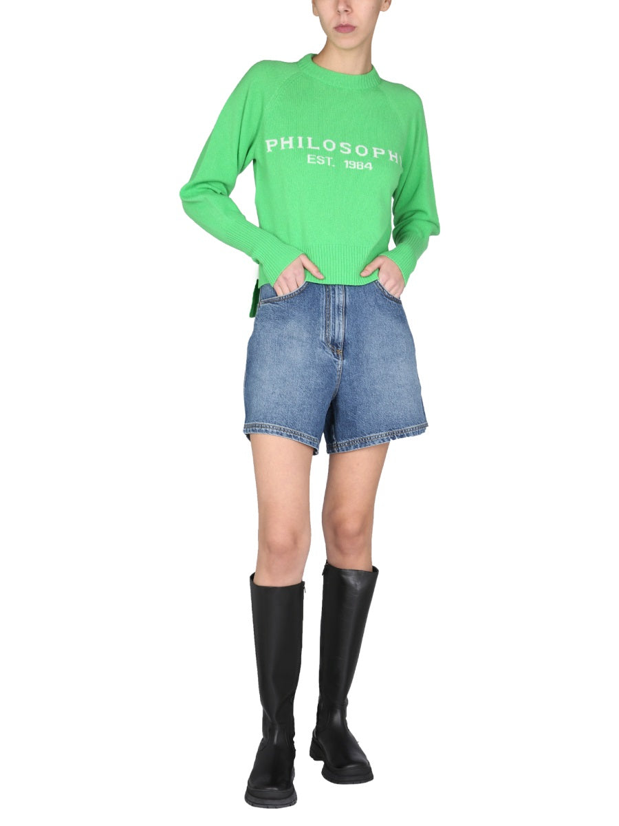 PHILOSOPHY DI LORENZO SERAFINI Crew Neck Logo Inlay Sweater