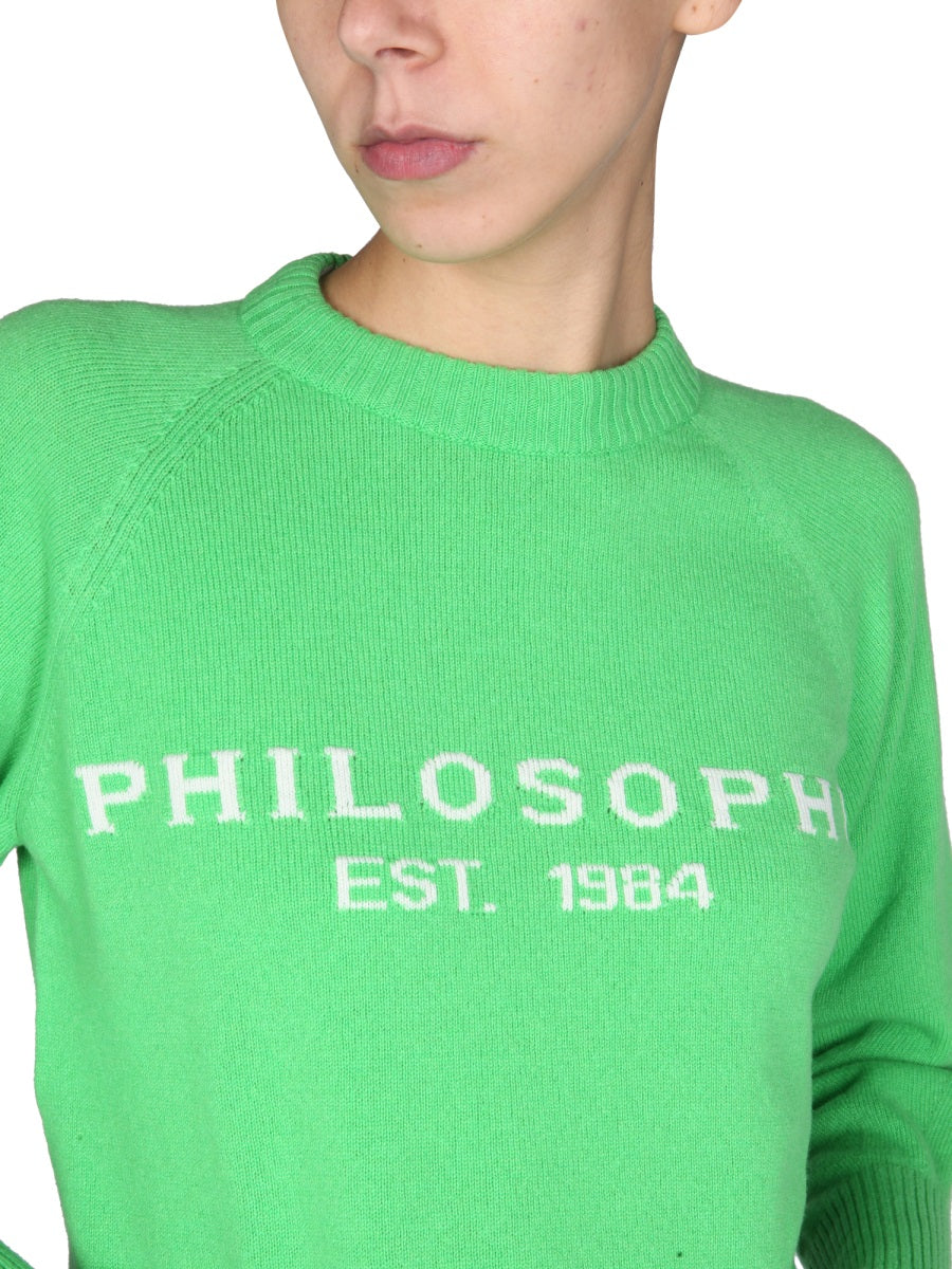 PHILOSOPHY DI LORENZO SERAFINI Crew Neck Logo Inlay Sweater