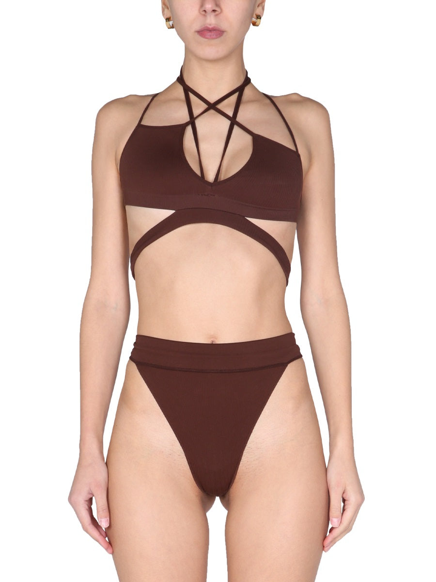 ANDREADAMO High Waist Ribbed Knit Slip-In T-Shirt