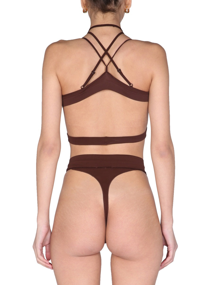 ANDREADAMO High Waist Ribbed Knit Slip-In T-Shirt