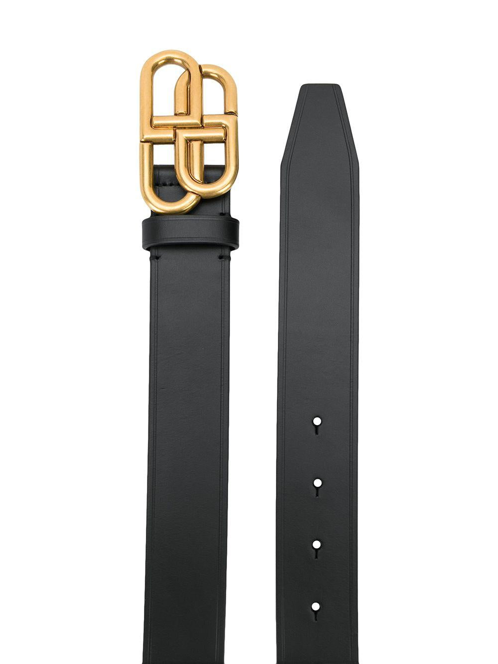 BALENCIAGA Men's Premium Leather BB Belt