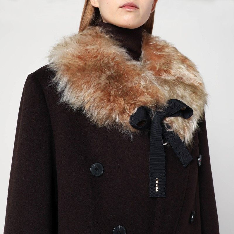 PRADA Shearling Scarf with Tie