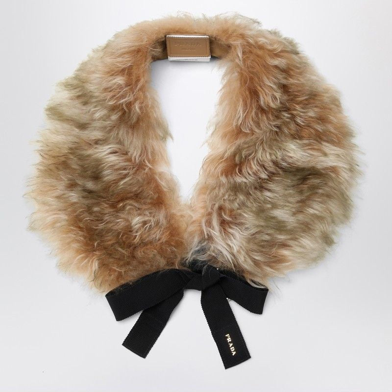 PRADA Shearling Scarf with Tie