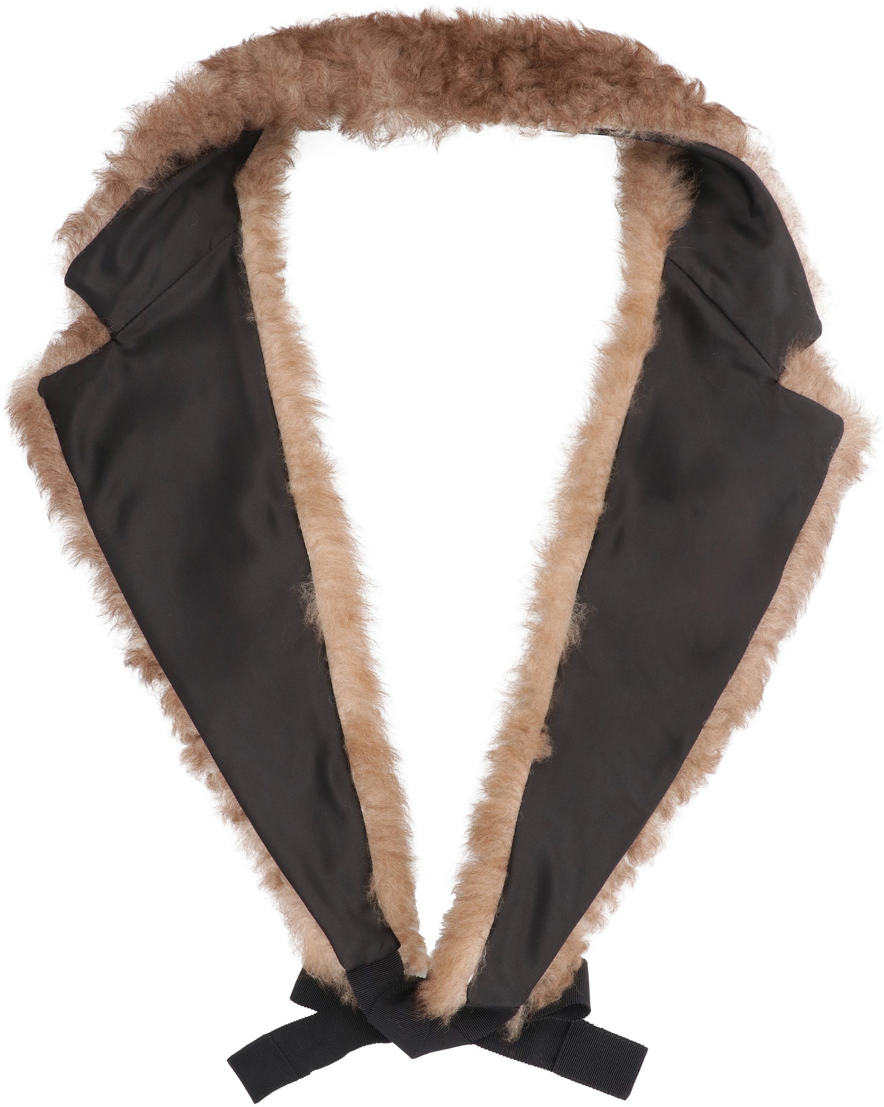 PRADA Shearling Collar Scarf with Tie-Up Straps