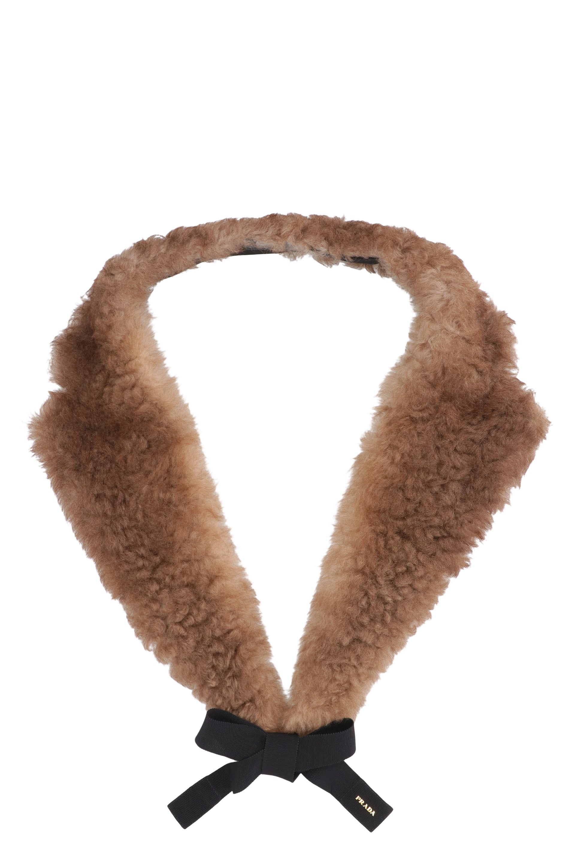 PRADA Shearling Collar Scarf with Tie-Up Straps