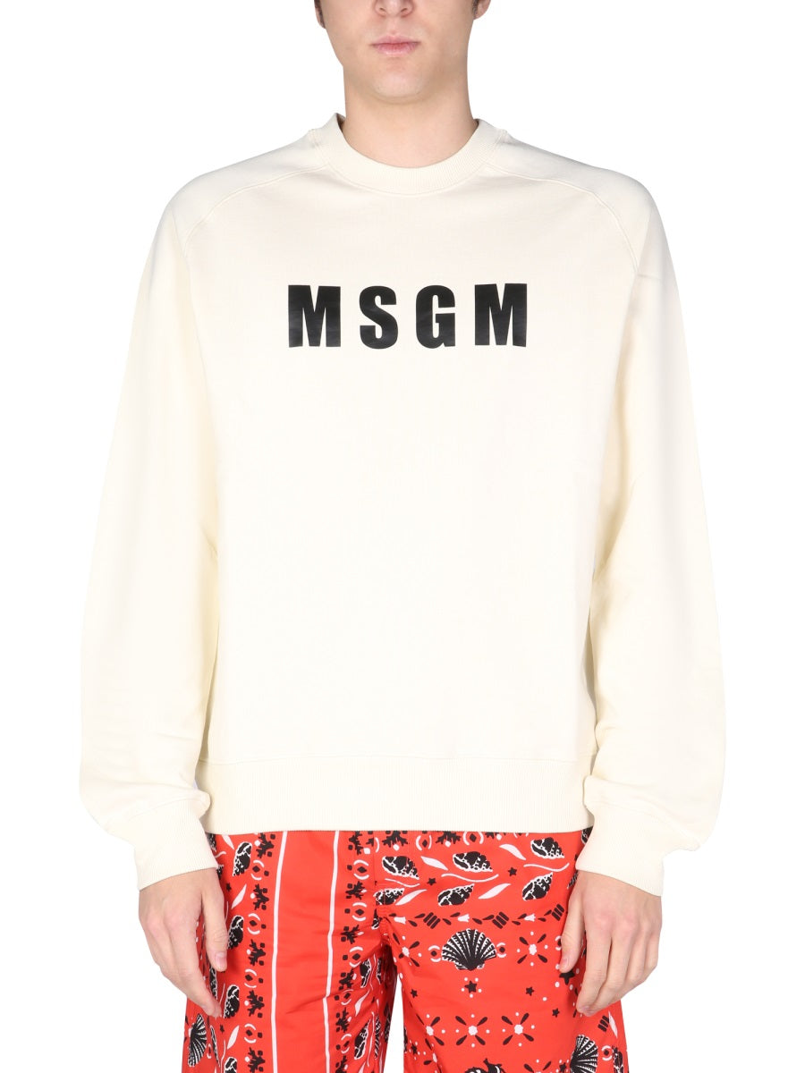MSGM Men's Logo Print Crew Neck Sweatshirt