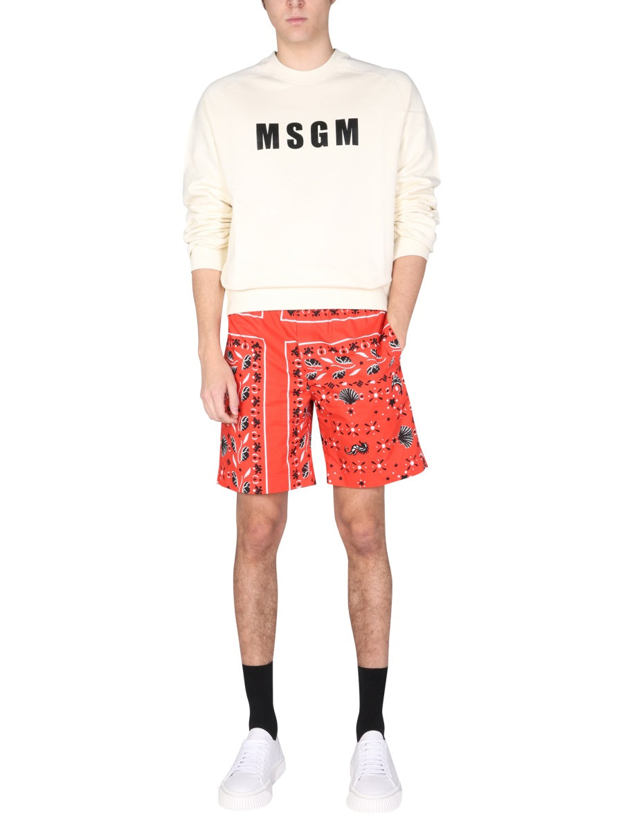 MSGM Men's Logo Print Crew Neck Sweatshirt