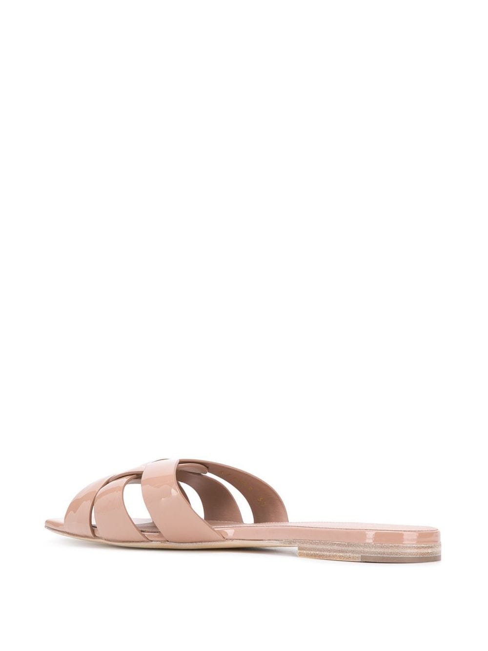 SAINT LAURENT Leather Flat Sandals with Multi-Way Strap Design