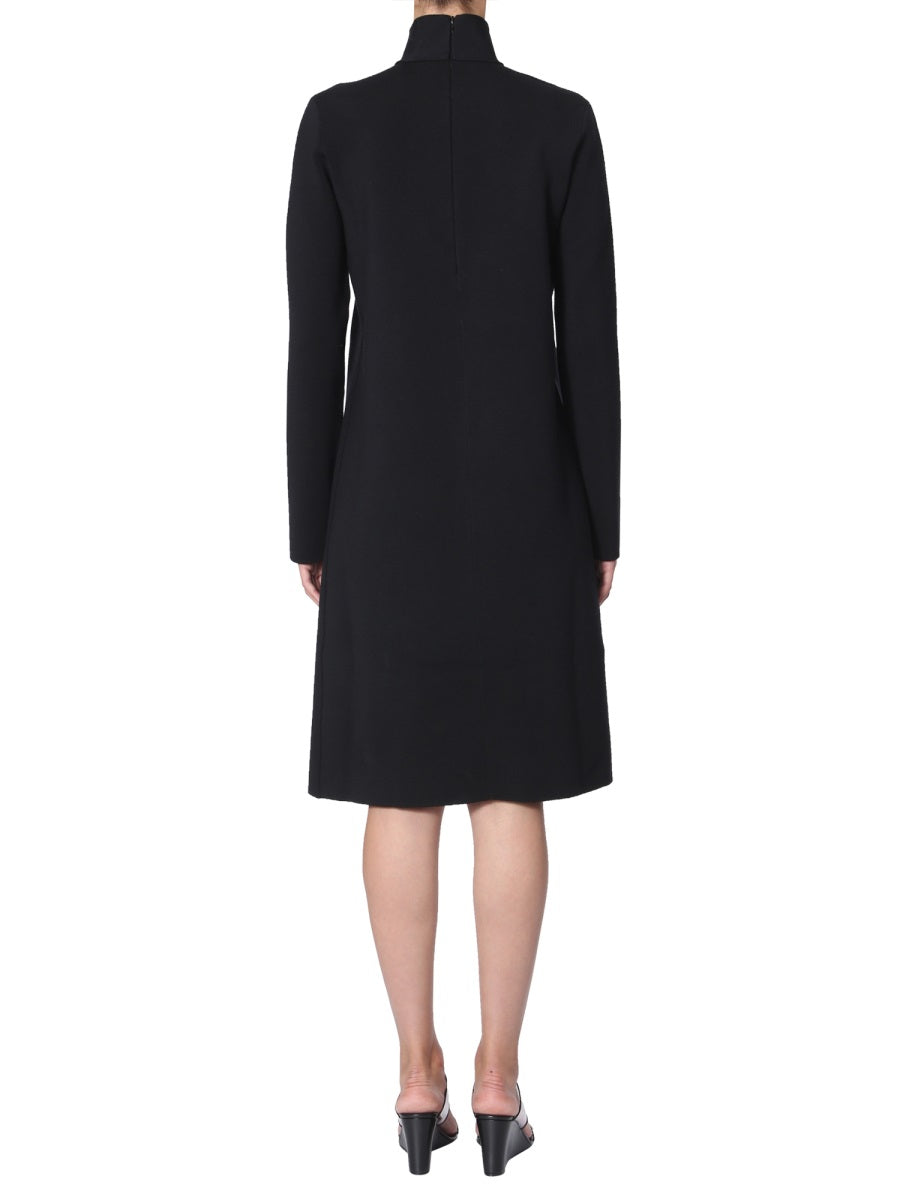 BOTTEGA VENETA High Neck Mini Dress with Deep Neckline