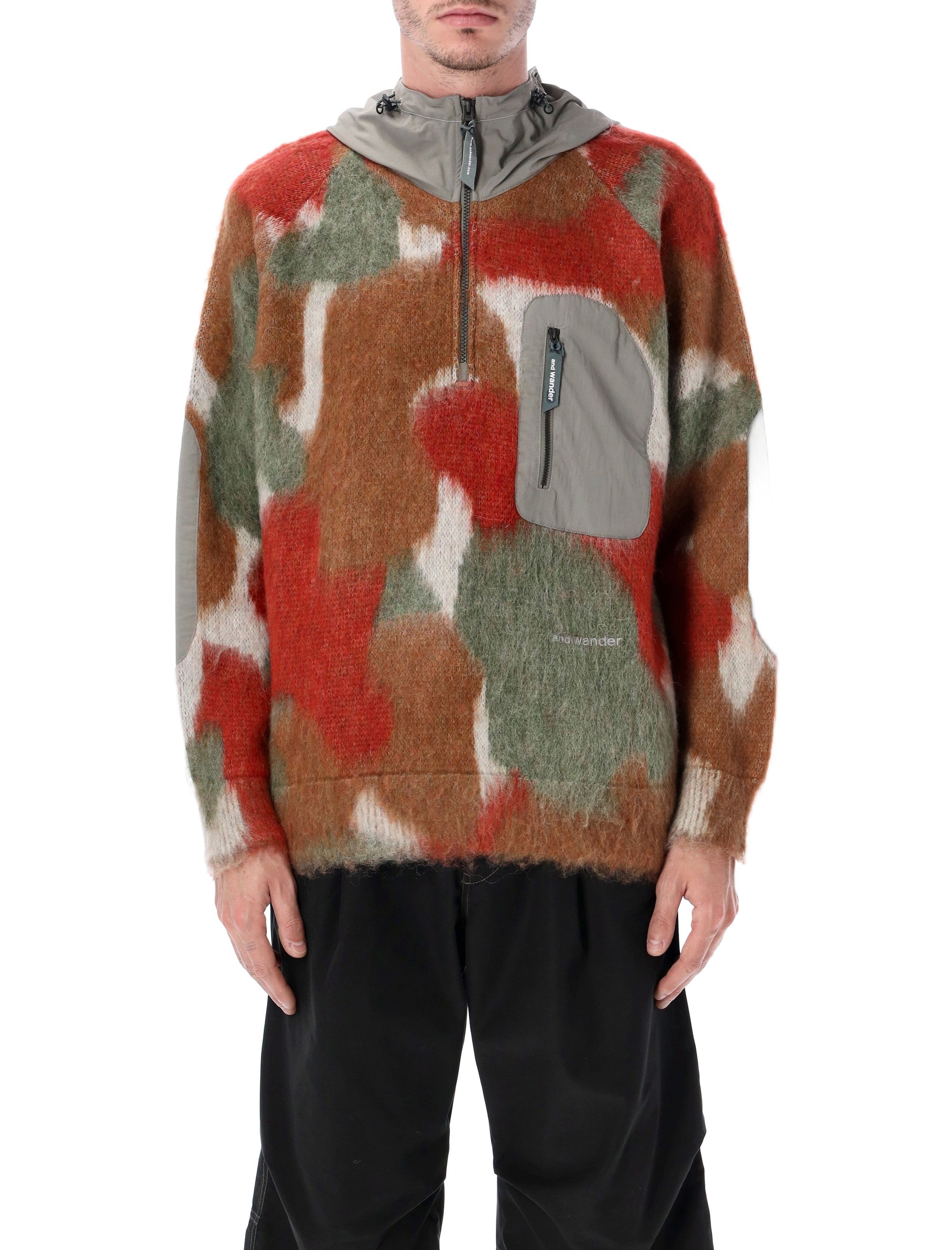 AND WANDER Shaggy Knit Hoodie in Wool-Mohair Blend - L/XL