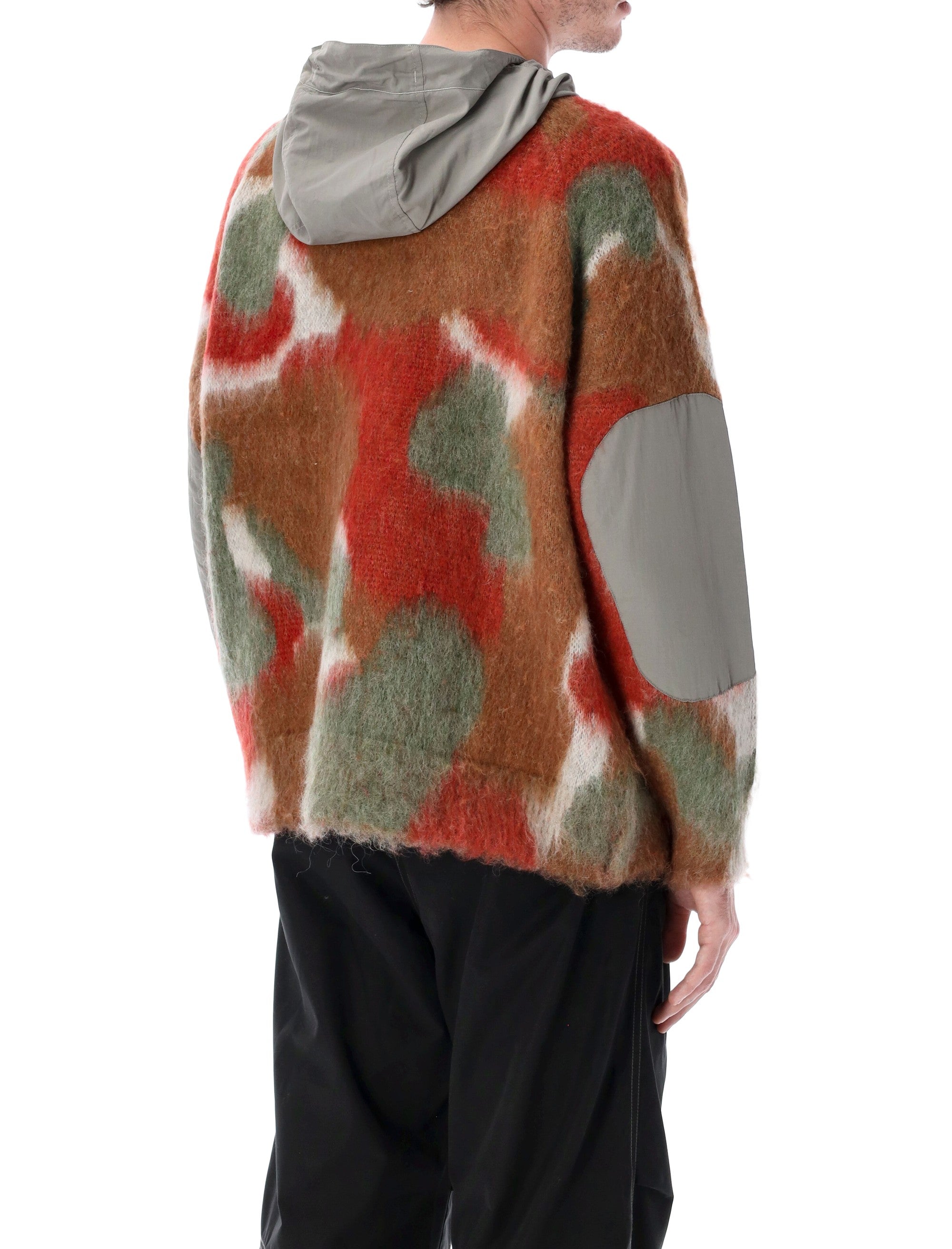AND WANDER Shaggy Knit Hoodie in Wool-Mohair Blend - L/XL