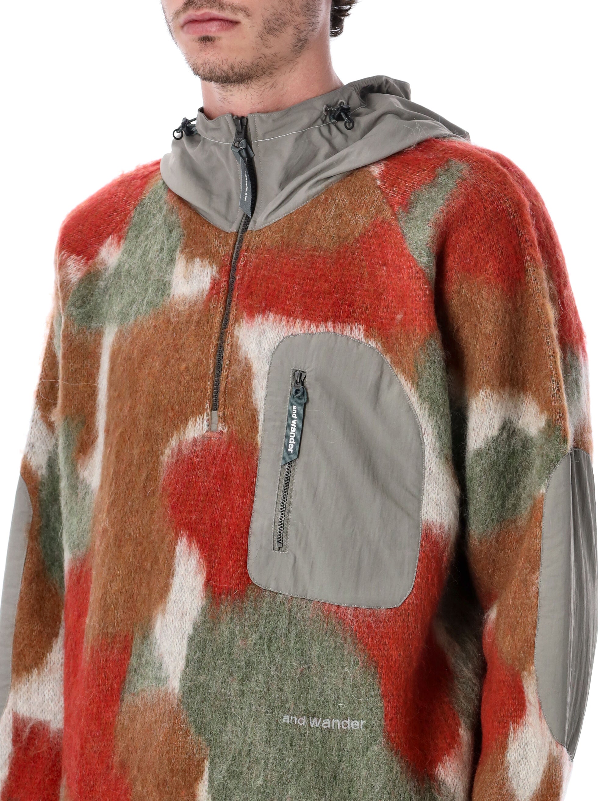 AND WANDER Shaggy Knit Hoodie in Wool-Mohair Blend - L/XL