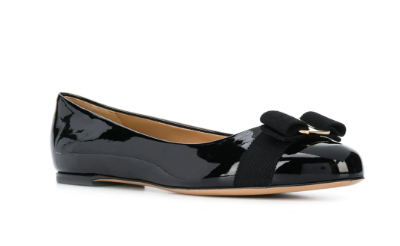 Ferragamo Genuine Leather Flat Shoes with Signature Bow Detail