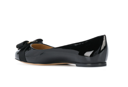 Ferragamo Genuine Leather Flat Shoes with Signature Bow Detail