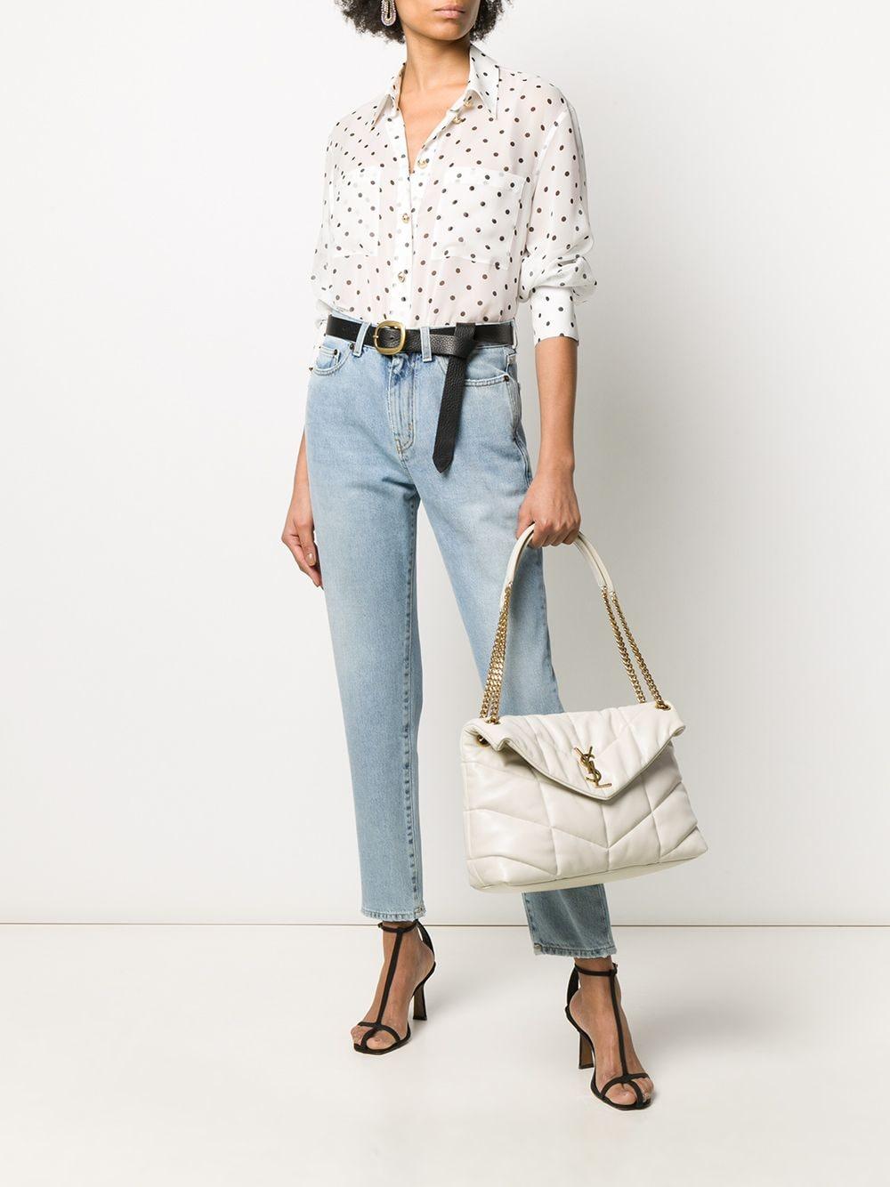 SAINT LAURENT Mini Logo Plaque Puffer Shoulder Handbag