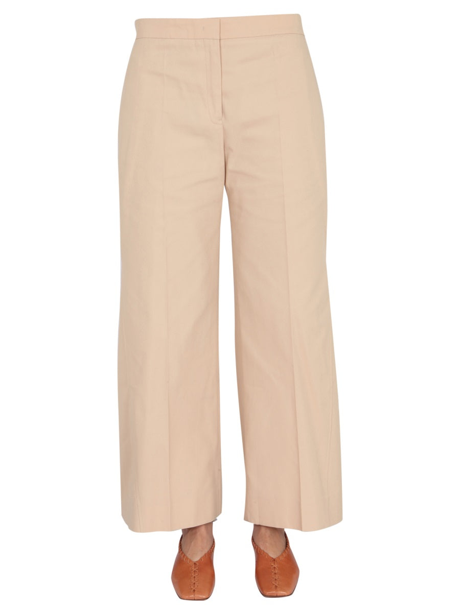 JIL SANDER Women’s Wide Leg Trousers with Front Button Closure